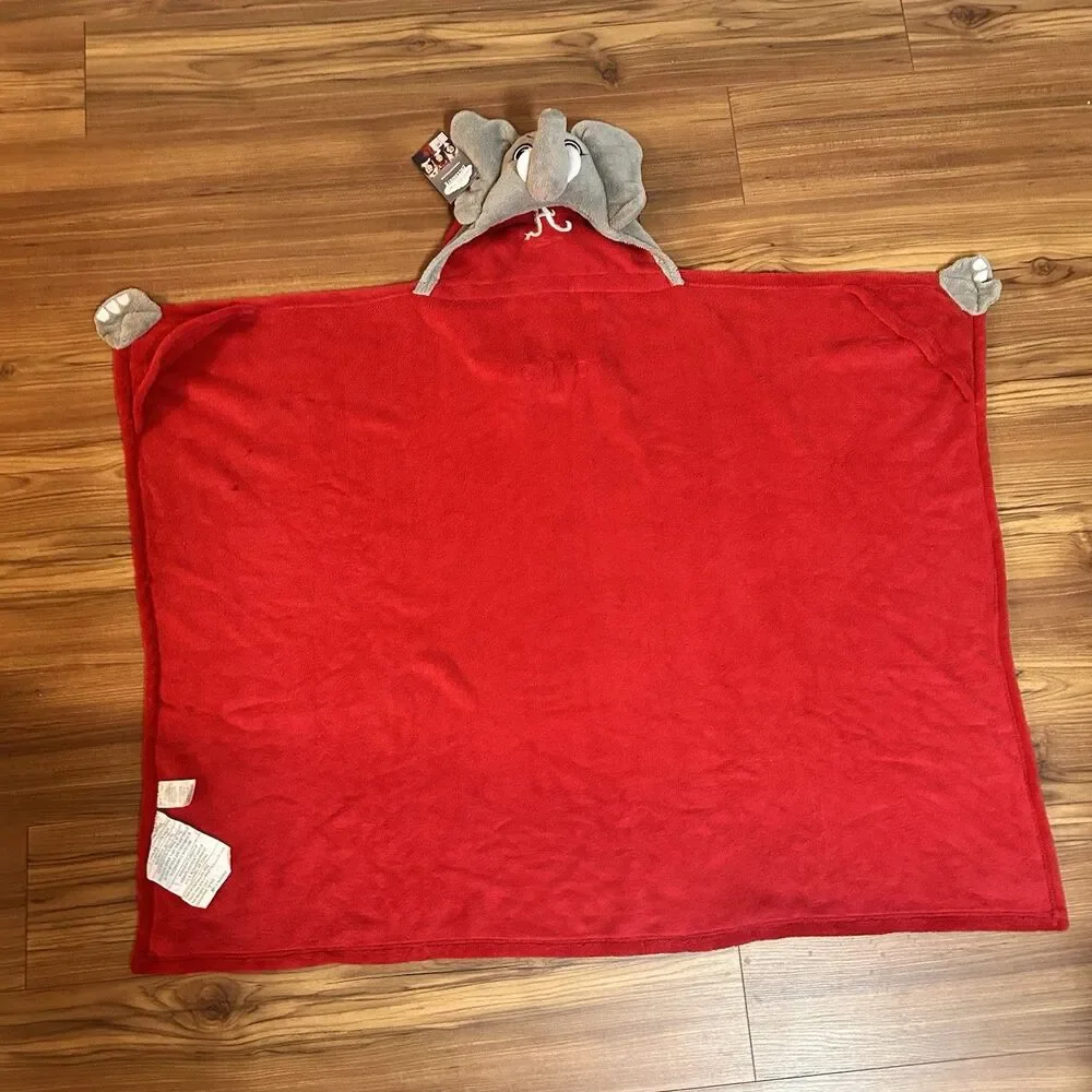 Alabama Crimson Tide Elephant Hooded Blanket ComfyCritters Plush Throw - Picture 2 of 9